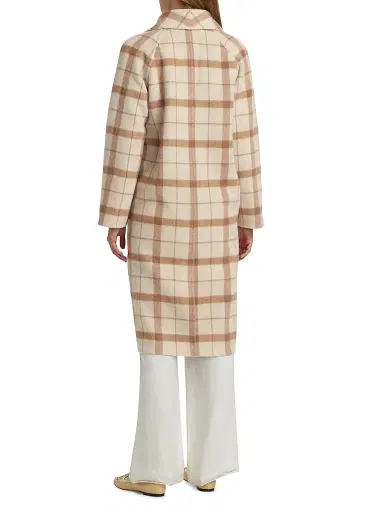 Jenni Kayne Women's Austin Check Wool-Blend Coat - Oatmeal - Size Large | Thumbnail 5