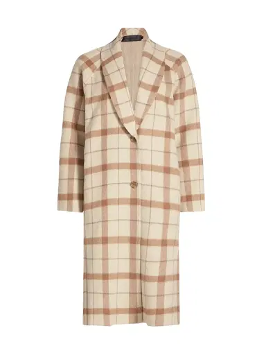Jenni Kayne Women's Austin Check Wool-Blend Coat - Oatmeal - Size Large | Thumbnail 1