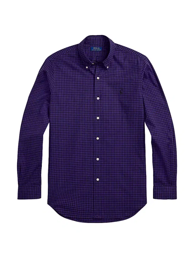 Men's Classic-Fit Plaid Twill Shirt - Purple Black Men's Classic-Fit Plaid Twill Shirt - Purple Black