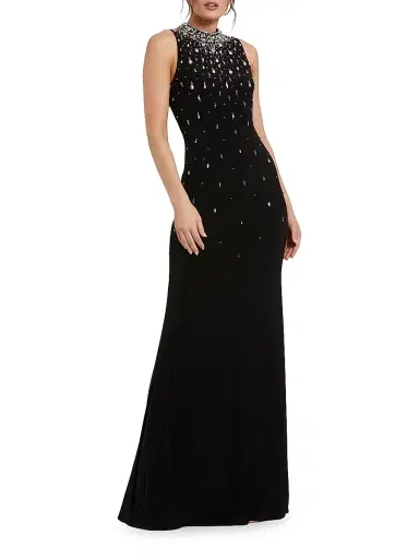 Mac Duggal Women's Beaded Stretch Jersey Gown | Thumbnail 1