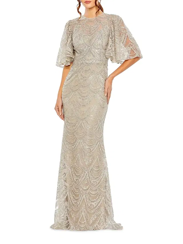 Mac Duggal Women's Embroidered Lace Gown - Taupe