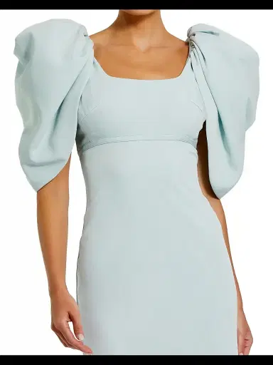 Mac Duggal Women's Crepe Puff-Sleeve Column Gown | Thumbnail 3