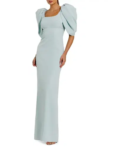 Mac Duggal Women's Crepe Puff-Sleeve Column Gown | Thumbnail 1