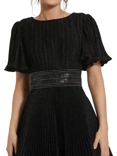 Mac Duggal Women's Pleated Georgette Ball Gown - Black | Thumbnail 3