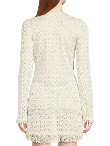 Ramy Brook Women's Cassie Fringed Chevron Minidress - Whitegold Zig Zag | Thumbnail 5