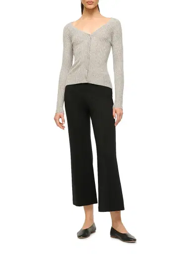 Staud Women's Cargo Rib-Knit V-Neck Cardigan - Heather Grey - Size XL | Thumbnail 2