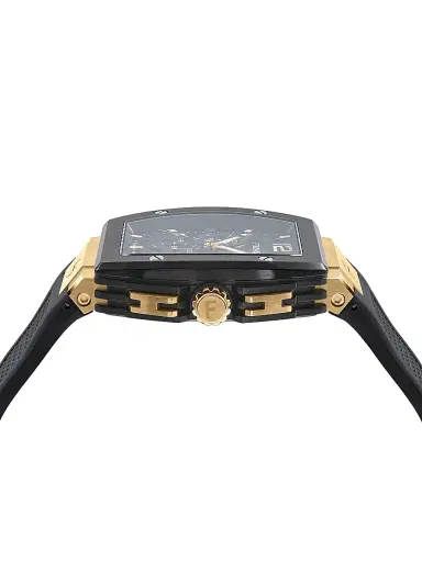 FERRAGAMO Men's F-80 Tonneau Goldtone Stainless Steel & Silicone Chrono Watch/41.8MM - Black | Thumbnail 2