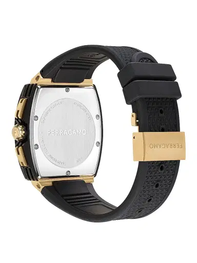FERRAGAMO Men's F-80 Tonneau Goldtone Stainless Steel & Silicone Chrono Watch/41.8MM - Black | Thumbnail 3