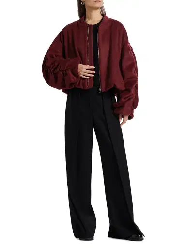 anOnlyChild Women's May Wool High-Rise Wide-Leg Pants - Black - Size 6 | Thumbnail 2