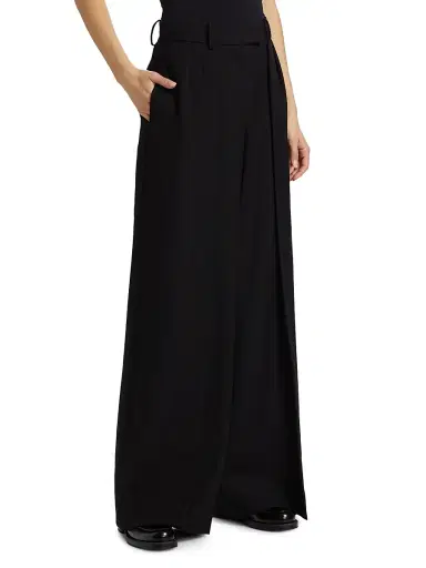 anOnlyChild Women's May Wool High-Rise Wide-Leg Pants - Black - Size 6 | Thumbnail 4