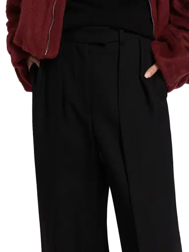 anOnlyChild Women's May Wool High-Rise Wide-Leg Pants - Black - Size 6 | Thumbnail 6