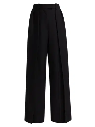 anOnlyChild Women's May Wool High-Rise Wide-Leg Pants - Black - Size 6 | Thumbnail 1