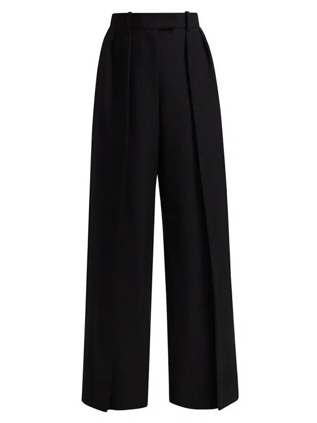 anOnlyChild Women's May Wool High-Rise Wide-Leg Pants - Black - Size 6