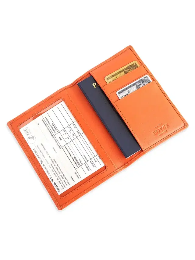 Royce New York Vaccine Card & Passport Wallet - Orange