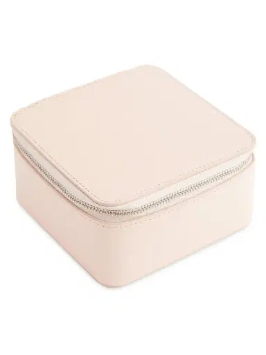 Royce New York Women's Zipper Leather Travel Jewelry Case - Red | Thumbnail 2