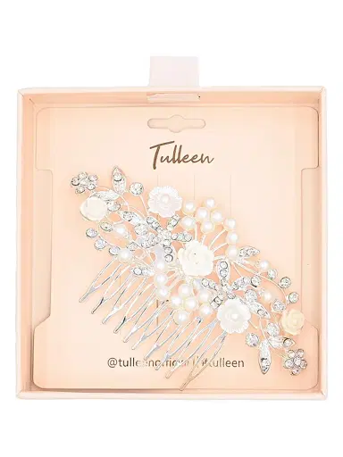 Tulleen Rhinestone Pearl and Floral Hair Comb | Thumbnail 2