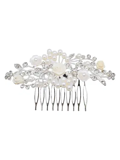 Tulleen Rhinestone Pearl and Floral Hair Comb | Thumbnail 1