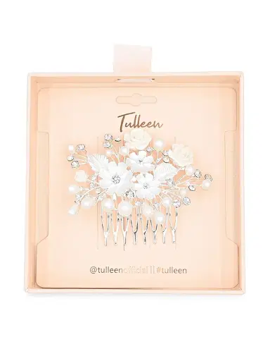 Tulleen Rhinestone Pearl and Floral Hair Comb - Silver | Thumbnail 2 Tulleen Rhinestone Pearl and Floral Hair Comb - Silver | Thumbnail 2