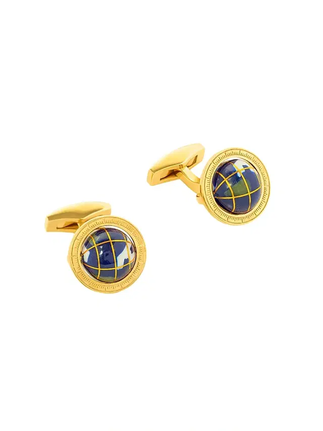 Tateossian Men's Globe Mosaic 18K Yellow Gold-Plated & Lapis Cufflinks - Yellow Gold