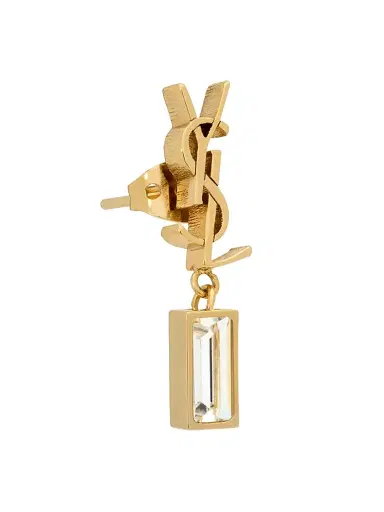 Saint Laurent Women's Cassandre Single Earring in Metal and Rhinestones - Crystal Gold | Thumbnail 2