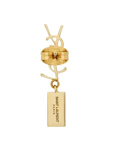 Saint Laurent Women's Cassandre Single Earring in Metal and Rhinestones - Crystal Gold | Thumbnail 3
