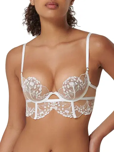 Bluebella Women's Floral-Embroidered Tulle Longline Bra - White Sheer - Size 38C | Thumbnail 3 Bluebella Women's Floral-Embroidered Tulle Longline Bra - White Sheer - Size 38C | Thumbnail 3