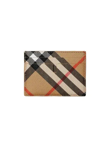Burberry Men's Check Card Case - Sand | Thumbnail 1