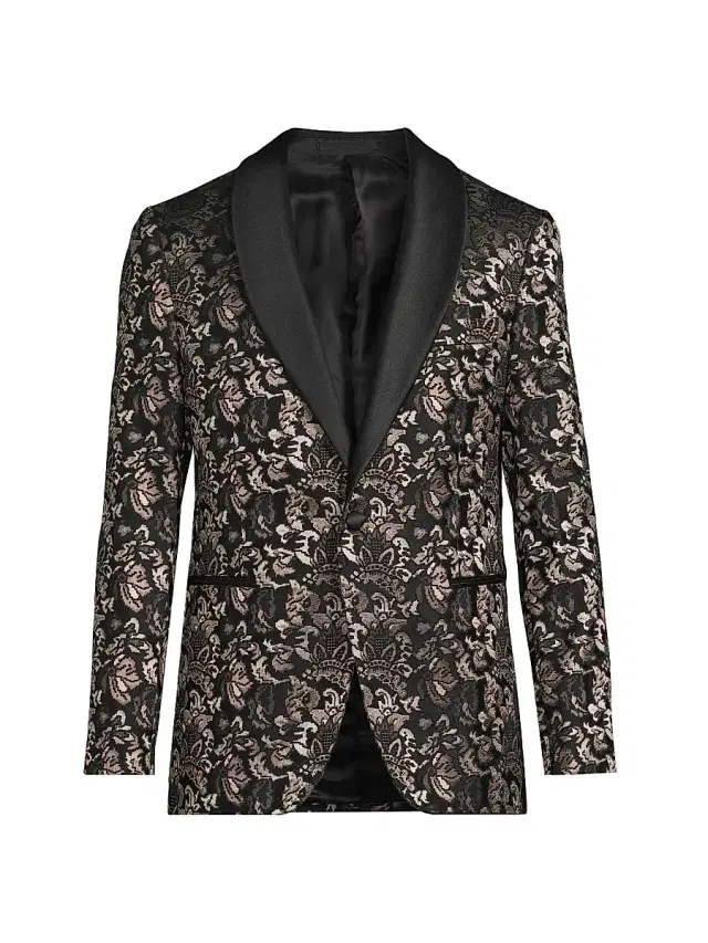 Pal Zileri Men's Novel Silk-Wool Smoking Jacket - Black