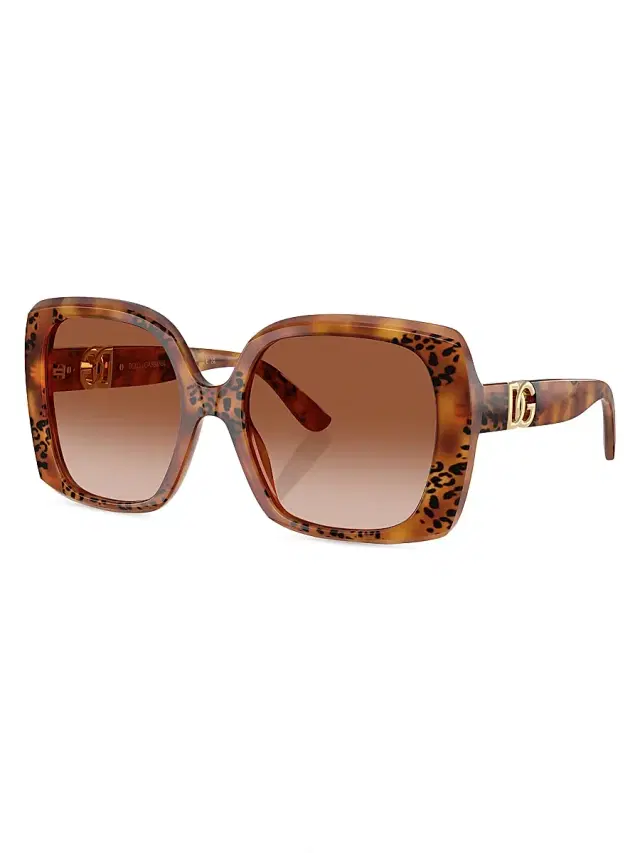 Women's 56MM Square Sunglasses - Gradient Brown Light Havana