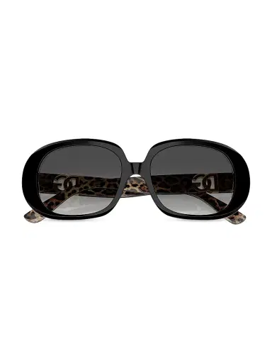 Dolce & Gabbana Women's 56MM Oval Sunglasses - Gradient Grey Black Leopard | Thumbnail 5