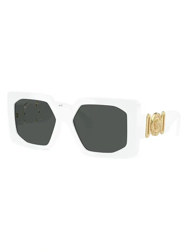Women's Medusa Biggie 55MM Square Sunglasses - White Gold Black