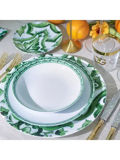 Dolce & Gabbana Verde Maiolica Dinnerware Collection - Green - Size Dessert Plate | Thumbnail 6