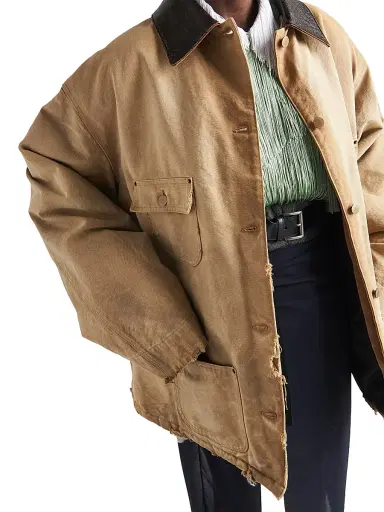 Prada Women's Canvas Jacket - Beige Khaki - Size 4 | Thumbnail 4 Prada Women's Canvas Jacket - Beige Khaki - Size 4 | Thumbnail 4