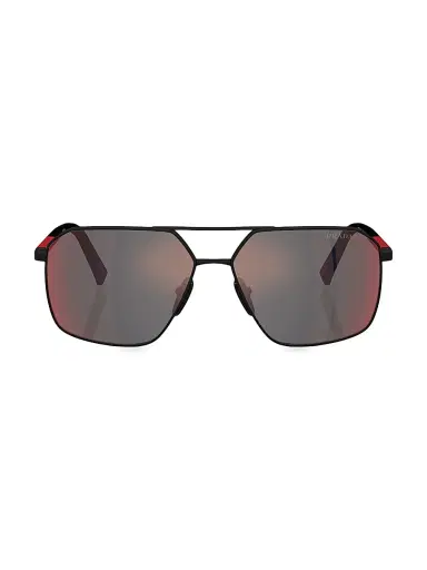 Prada Men's 60MM Aviator Sunglasses - Rubber Black | Thumbnail 2