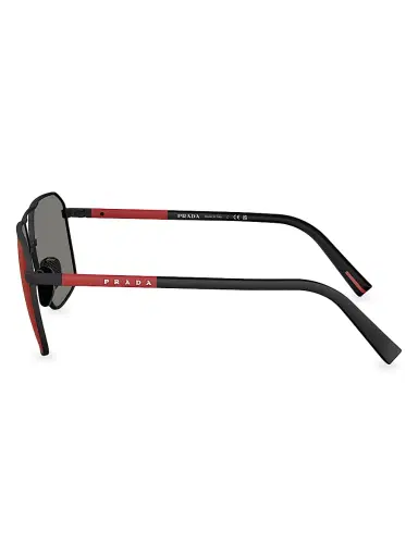 Prada Men's 60MM Aviator Sunglasses - Rubber Black | Thumbnail 3