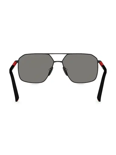 Prada Men's 60MM Aviator Sunglasses - Rubber Black | Thumbnail 4