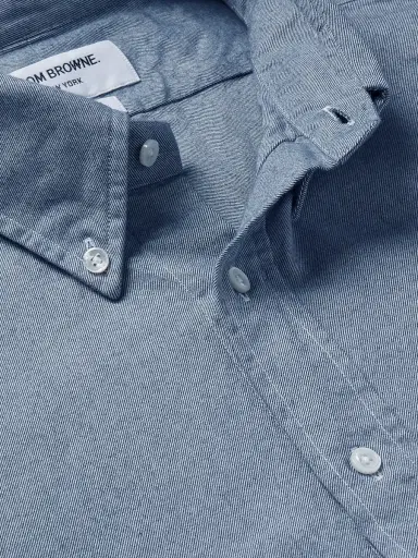Thom Browne Button-Down Collar Striped Cotton-Flannel Shirt - Men | Thumbnail 5 Thom Browne Button-Down Collar Striped Cotton-Flannel Shirt - Men | Thumbnail 5