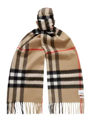 Burberry Fringed Checked Cashmere Scarf - Men | Thumbnail 1