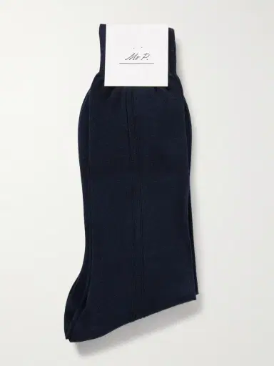 MR P. Two-Pack Ribbed Organic Cotton Socks - Men | Thumbnail 3