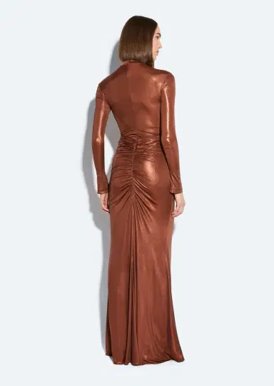 LAPOINTE Coated Jersey Ruched Maxi Skirt | Thumbnail 2