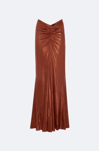 LAPOINTE Coated Jersey Ruched Maxi Skirt | Thumbnail 3