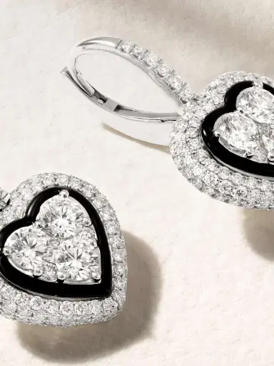 Kamyen Heart 18-karat White Gold, Diamond And Enamel Hoop Earrings | Thumbnail 3 Kamyen Heart 18-karat White Gold, Diamond And Enamel Hoop Earrings | Thumbnail 3