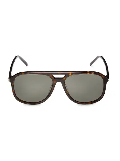 Saint Laurent Men's 58MM Pilot Sunglasses - Avana | Thumbnail 1