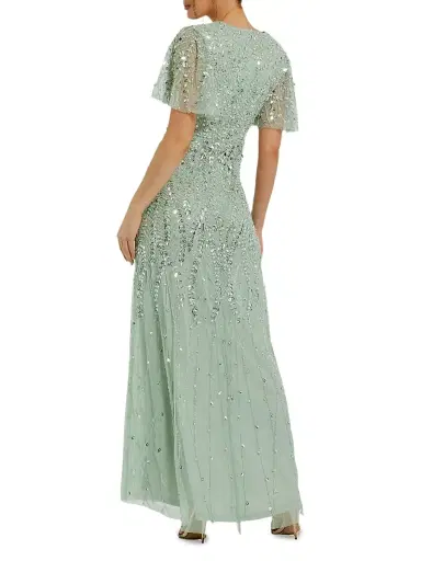 Mac Duggal Women's Sequined Beaded Tulle Gown - Sage | Thumbnail 2