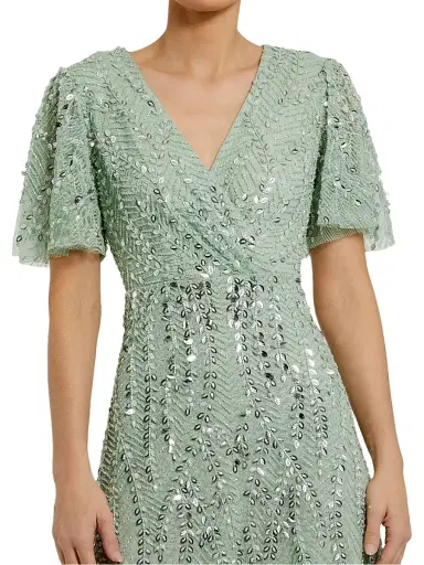 Mac Duggal Women's Sequined Beaded Tulle Gown - Sage | Thumbnail 3