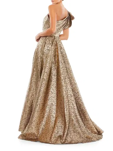 Mac Duggal Women's Asymmetric Metallic Pleated Ball Gown | Thumbnail 5 Mac Duggal Women's Asymmetric Metallic Pleated Ball Gown | Thumbnail 5
