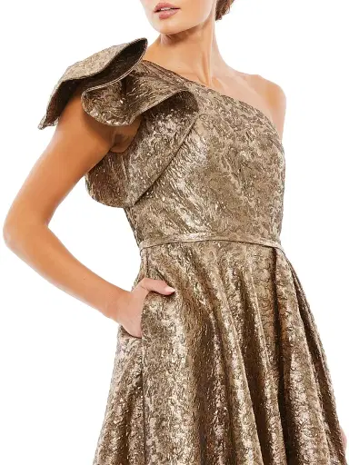Mac Duggal Women's Asymmetric Metallic Pleated Ball Gown | Thumbnail 6 Mac Duggal Women's Asymmetric Metallic Pleated Ball Gown | Thumbnail 6