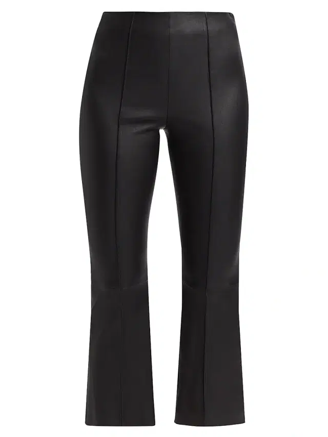 Vince Women's Cropped Flare Stretch-Leather Pants - Black