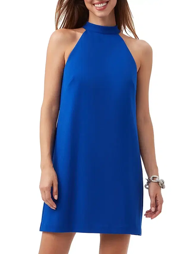 Women's Tapa Crepe Sleeveless Shift Minidress - Bewitching Blue