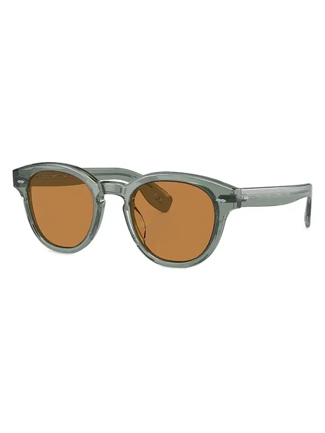 Women's Cary Grant Pillow 50MM Round Sunglasses - Transparent Blue Grey Orange